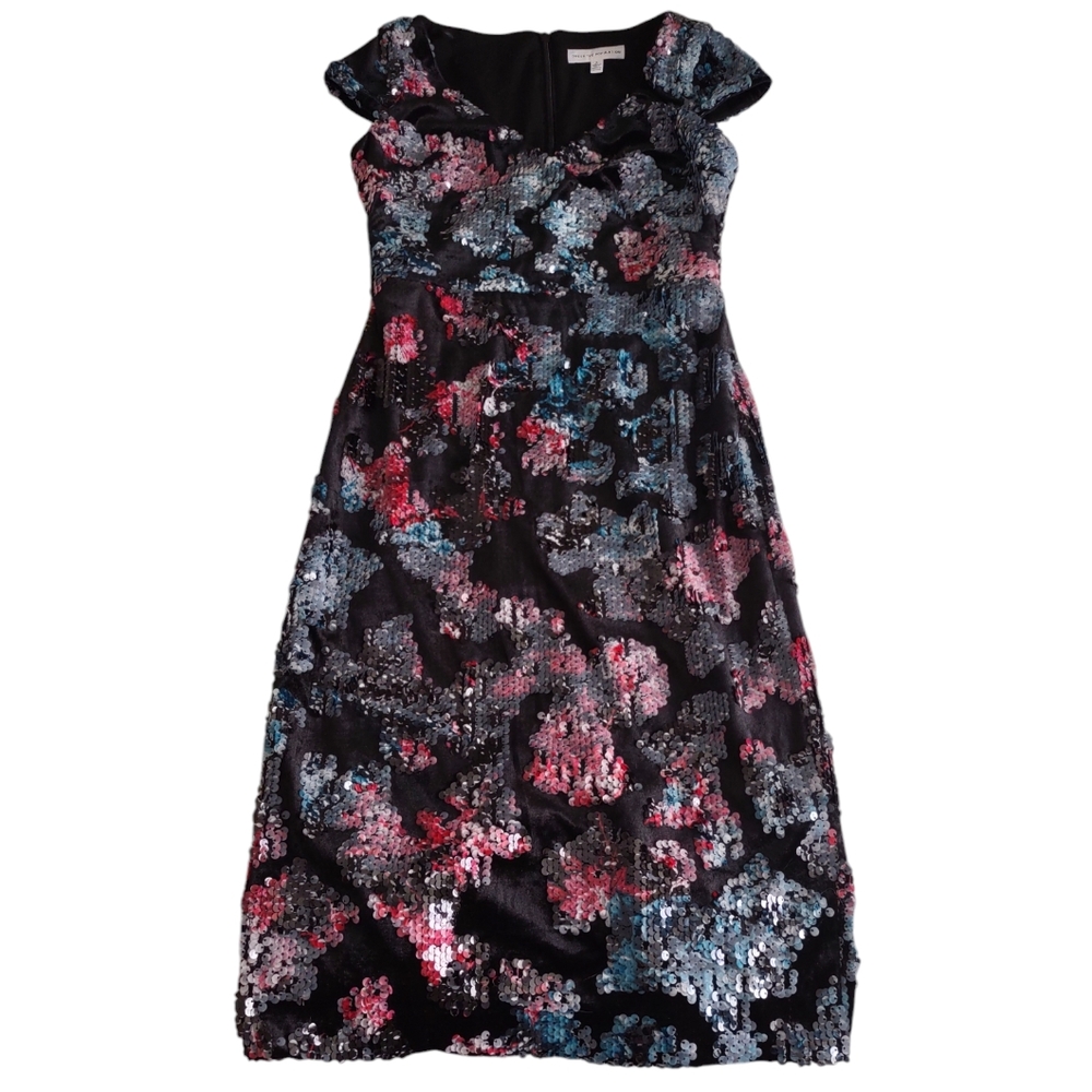 Dress The Population Jaleah Womens Sequin Velvet Dress Small Cap Sleeve